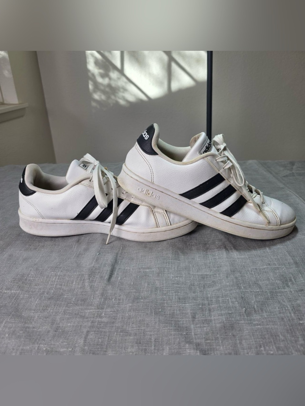 Adidas Grand Court Men's Size 11 White Black Stripes Sneakers Shoes F36483